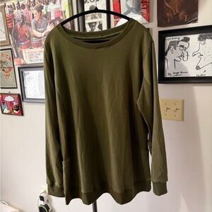 Olive Green Long Sleeve Top